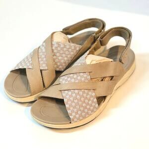 Earth Spirit Sandals Comfort Shoes Woven Elastic Tan 9